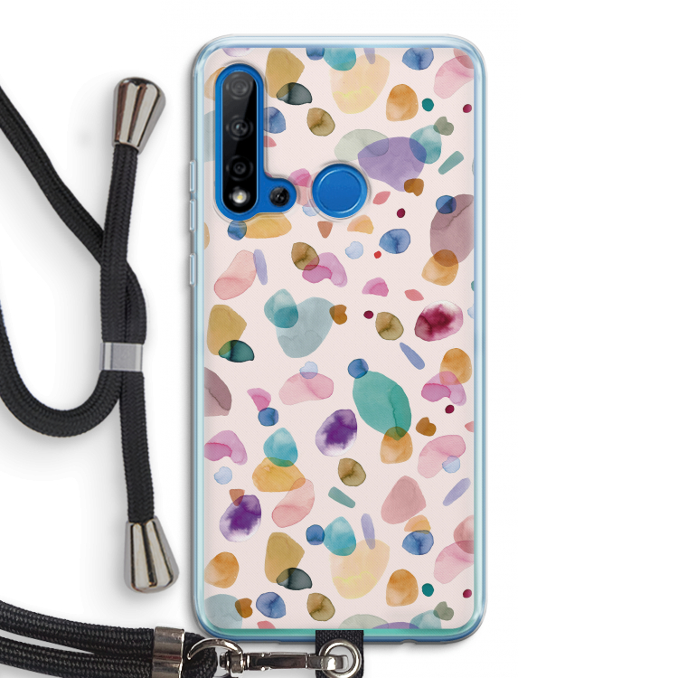 Terrazzo Memphis Pink: Huawei P20 Lite (2019) Transparant Hoesje met koord