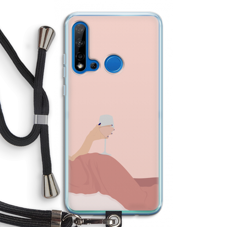 Wine: Huawei P20 Lite (2019) Transparant Hoesje met koord