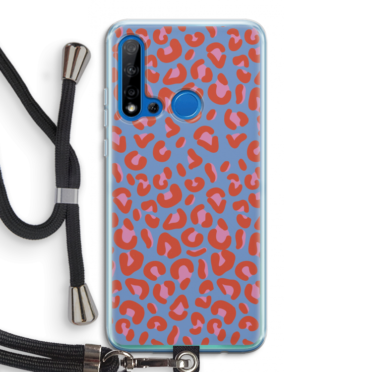 Leopard blue: Huawei P20 Lite (2019) Transparant Hoesje met koord