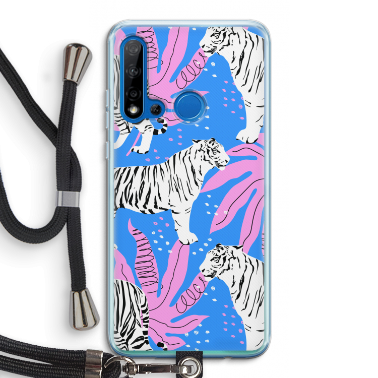 Tijger: Huawei P20 Lite (2019) Transparant Hoesje met koord