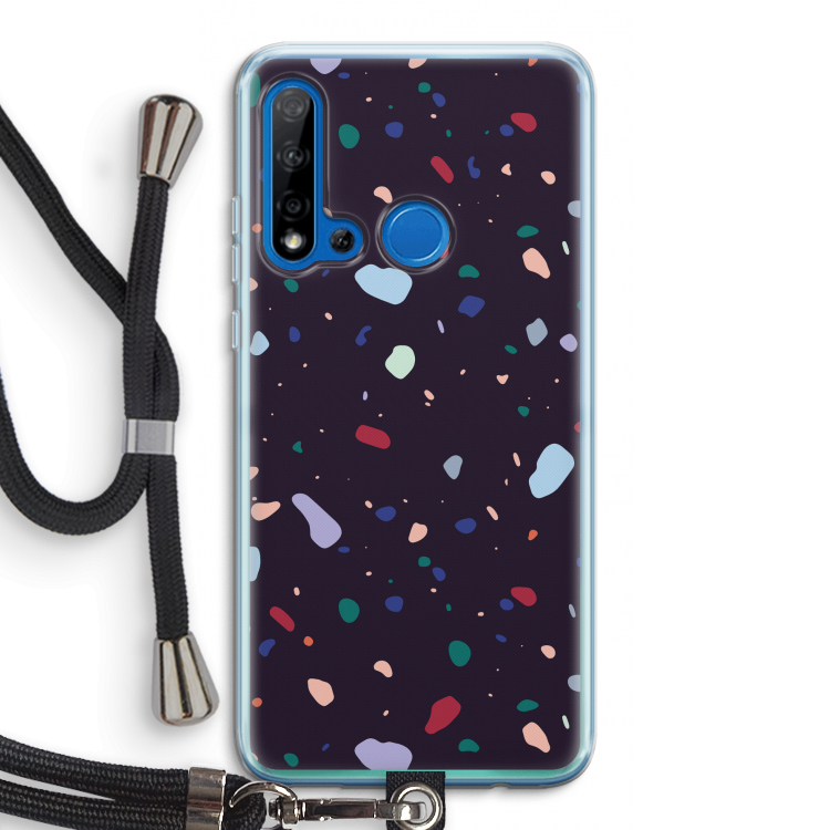 Dark Rounded Terrazzo: Huawei P20 Lite (2019) Transparant Hoesje met koord