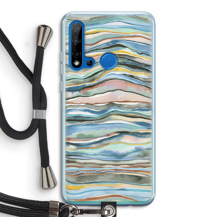 Watercolor Agate: Huawei P20 Lite (2019) Transparant Hoesje met koord