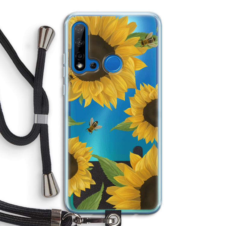 Sunflower and bees: Huawei P20 Lite (2019) Transparant Hoesje met koord