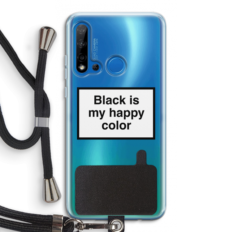 Black is my happy color: Huawei P20 Lite (2019) Transparant Hoesje met koord