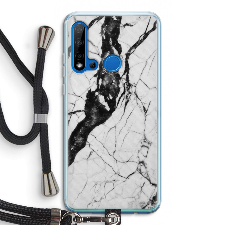 Witte marmer 2: Huawei P20 Lite (2019) Transparant Hoesje met koord