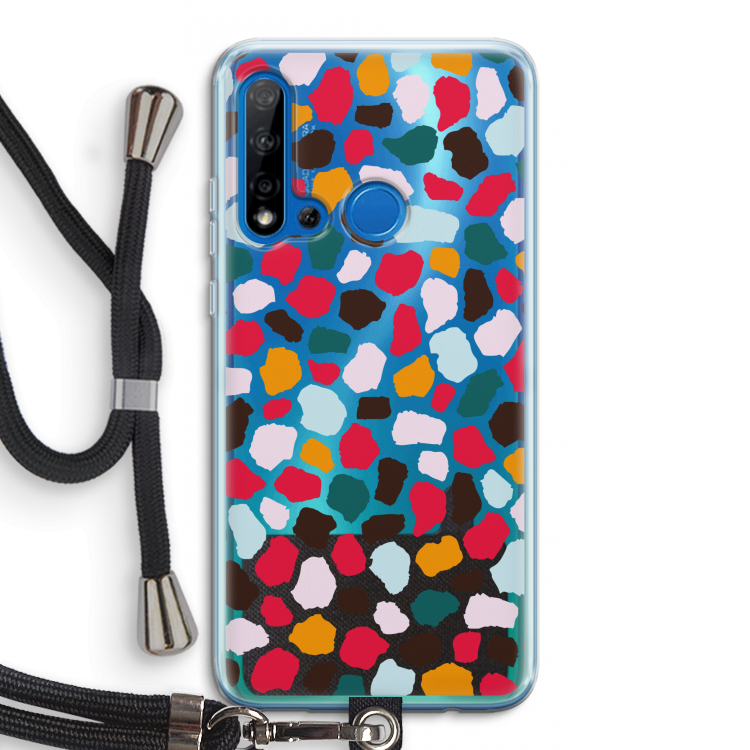 Colored Giraffe: Huawei P20 Lite (2019) Transparant Hoesje met koord