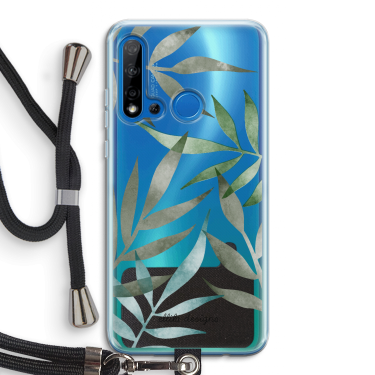 Tropical watercolor leaves: Huawei P20 Lite (2019) Transparant Hoesje met koord