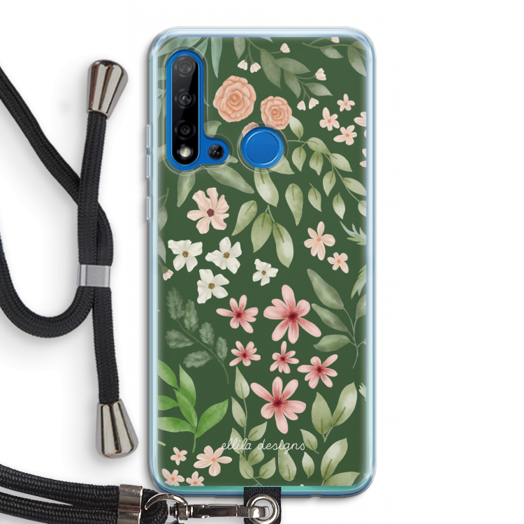 Botanical green sweet flower heaven: Huawei P20 Lite (2019) Transparant Hoesje met koord