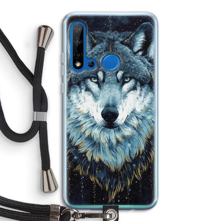 Darkness Wolf: Huawei P20 Lite (2019) Transparant Hoesje met koord