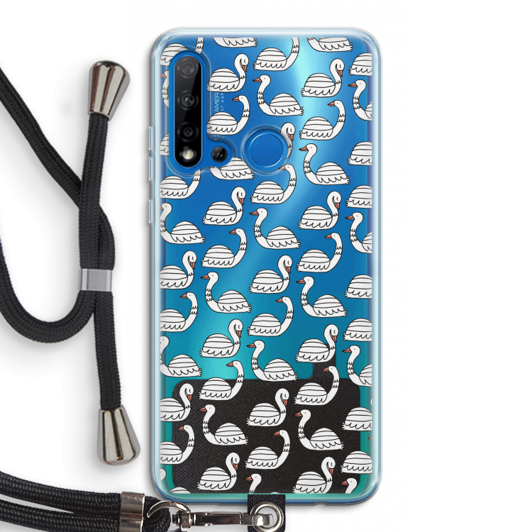 Zwanen: Huawei P20 Lite (2019) Transparant Hoesje met koord