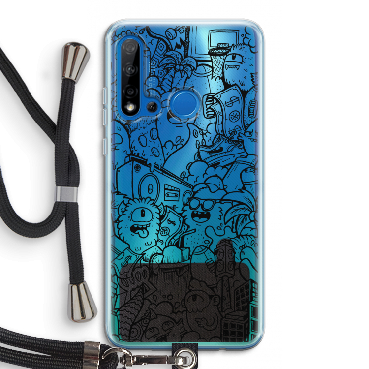 Vexx Black City : Huawei P20 Lite (2019) Transparant Hoesje met koord