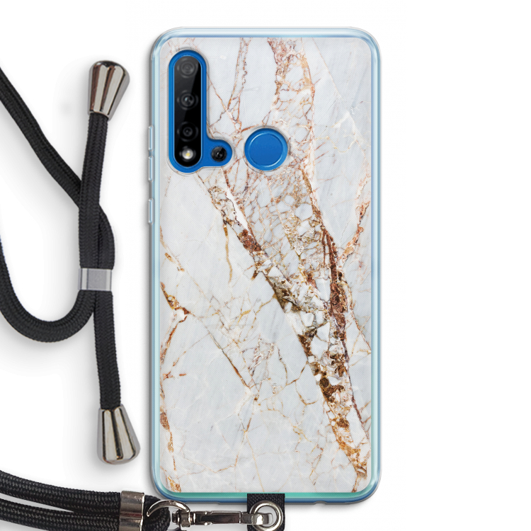 Goud marmer: Huawei P20 Lite (2019) Transparant Hoesje met koord