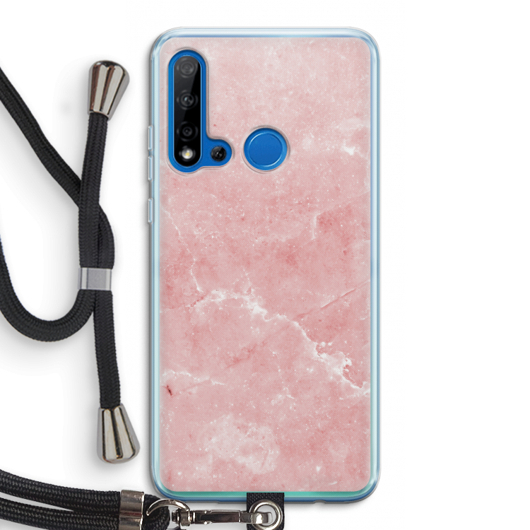 Roze marmer: Huawei P20 Lite (2019) Transparant Hoesje met koord