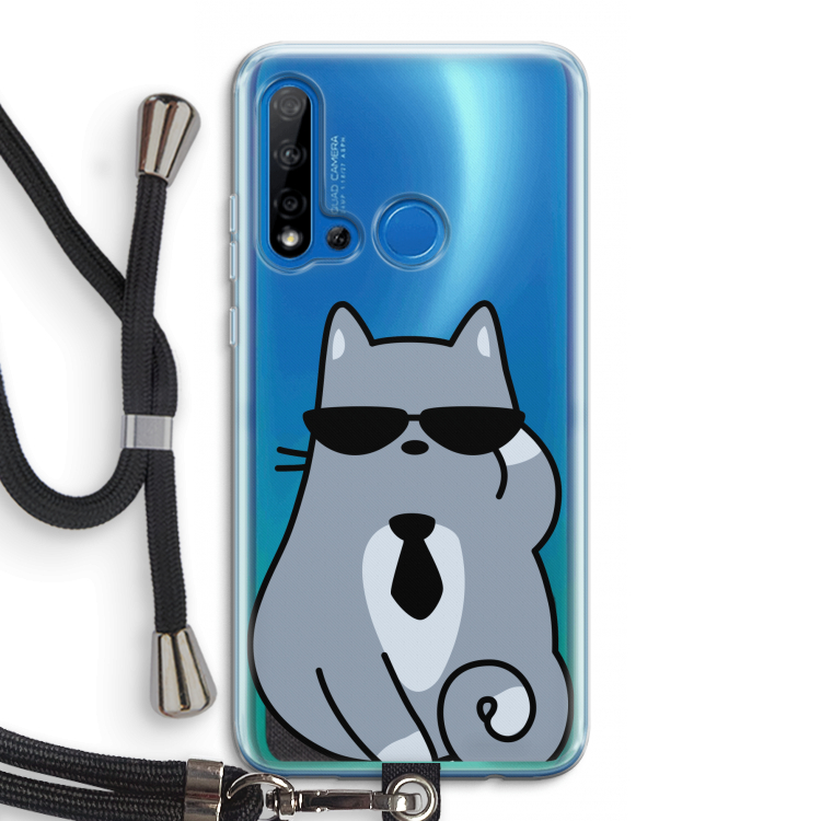 Cool cat: Huawei P20 Lite (2019) Transparant Hoesje met koord