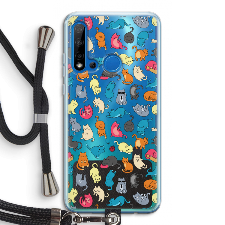 Kleurrijke katten: Huawei P20 Lite (2019) Transparant Hoesje met koord