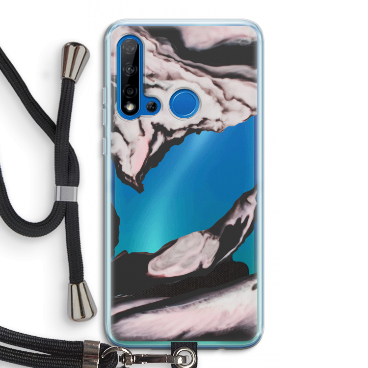 Roze stroom: Huawei P20 Lite (2019) Transparant Hoesje met koord