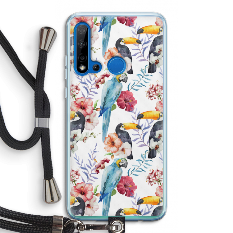 Bloemen tukan: Huawei P20 Lite (2019) Transparant Hoesje met koord