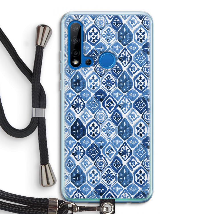 Blauw motief: Huawei P20 Lite (2019) Transparant Hoesje met koord
