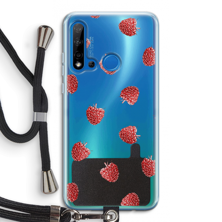 Framboosjes: Huawei P20 Lite (2019) Transparant Hoesje met koord