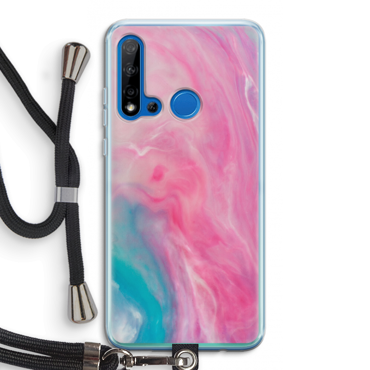Roze explosie: Huawei P20 Lite (2019) Transparant Hoesje met koord