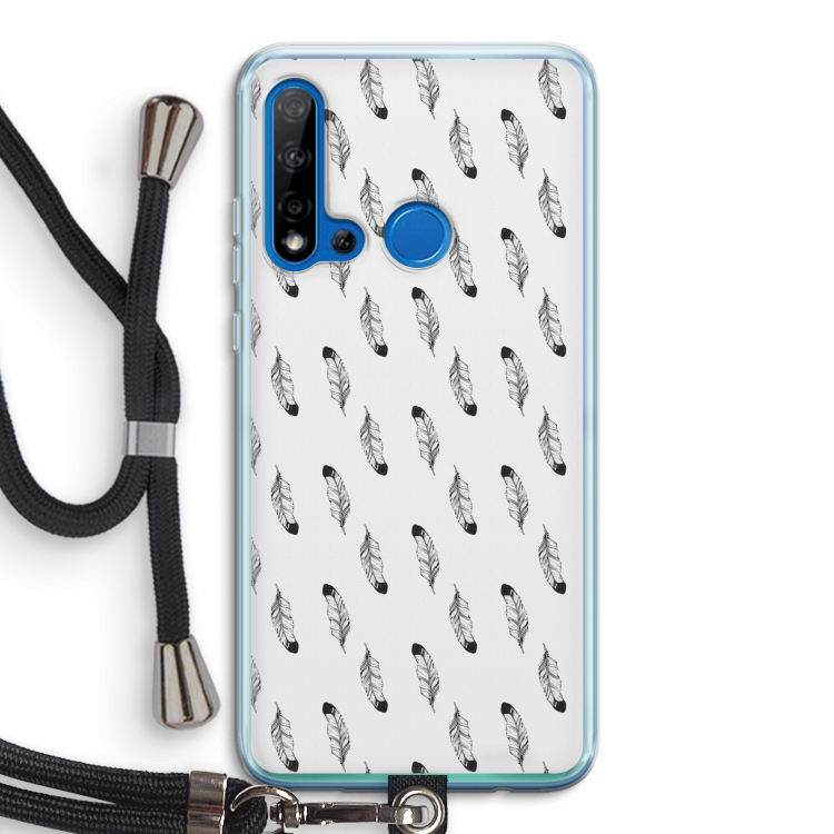 Pluimen: Huawei P20 Lite (2019) Transparant Hoesje met koord