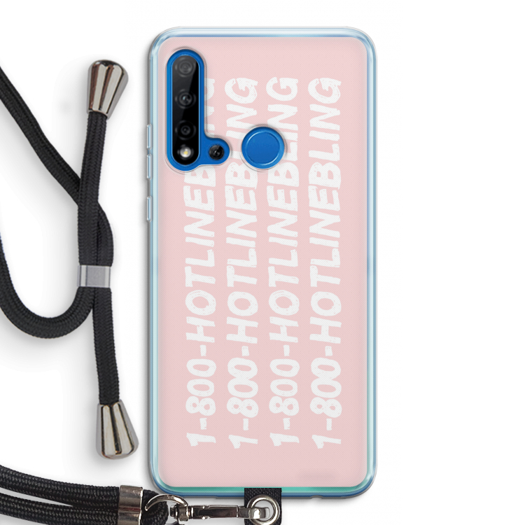 Hotline bling pink: Huawei P20 Lite (2019) Transparant Hoesje met koord