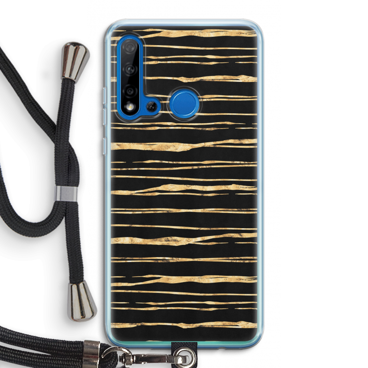 Gouden strepen: Huawei P20 Lite (2019) Transparant Hoesje met koord
