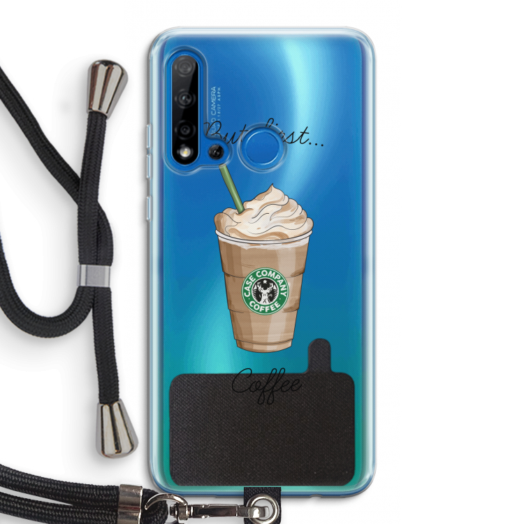 But first coffee: Huawei P20 Lite (2019) Transparant Hoesje met koord