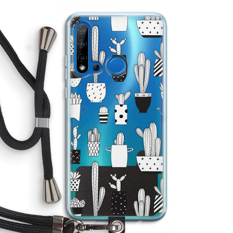 Cactusmotief: Huawei P20 Lite (2019) Transparant Hoesje met koord