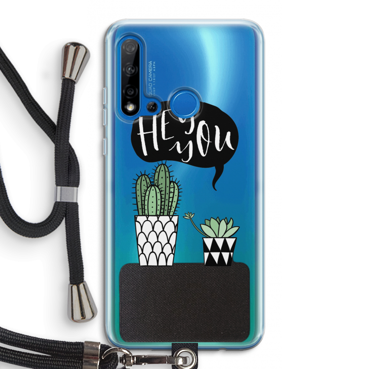 Hey you cactus: Huawei P20 Lite (2019) Transparant Hoesje met koord