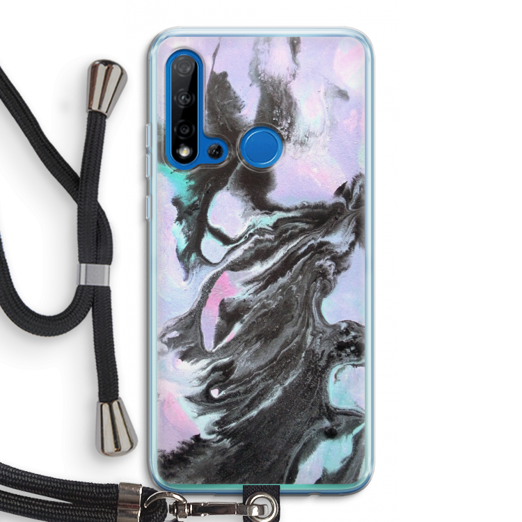 Pastel zwart: Huawei P20 Lite (2019) Transparant Hoesje met koord