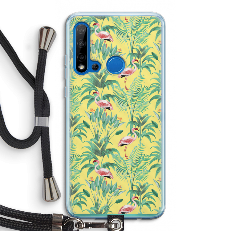 Flamingo party: Huawei P20 Lite (2019) Transparant Hoesje met koord