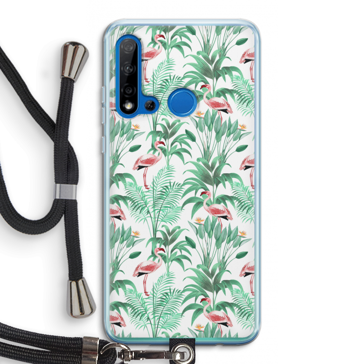 Flamingo bladeren: Huawei P20 Lite (2019) Transparant Hoesje met koord