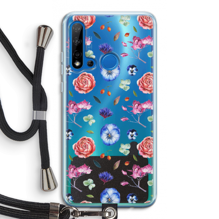 Bloemetjes: Huawei P20 Lite (2019) Transparant Hoesje met koord