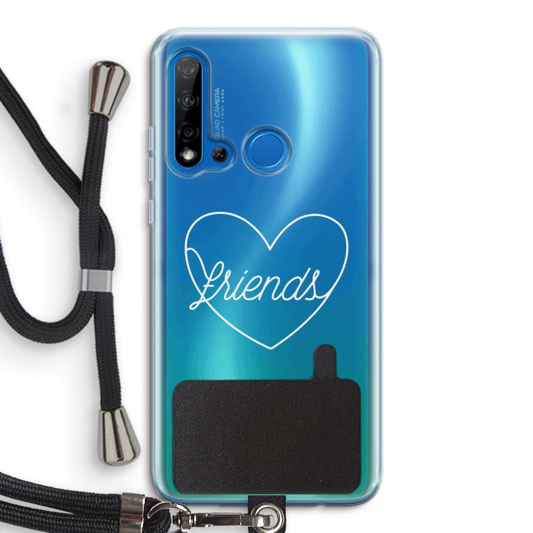 Friends heart pastel: Huawei P20 Lite (2019) Transparant Hoesje met koord