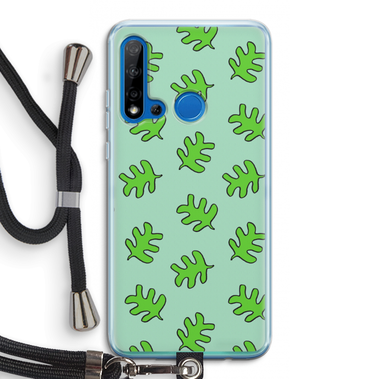 Groene blaadjes: Huawei P20 Lite (2019) Transparant Hoesje met koord