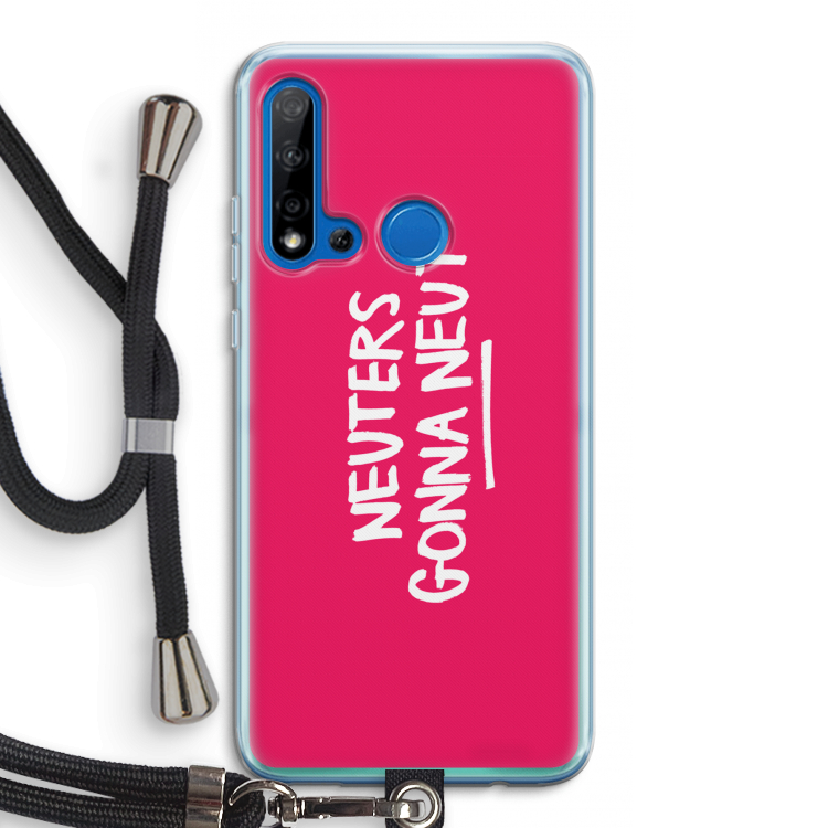 Neuters (roze): Huawei P20 Lite (2019) Transparant Hoesje met koord