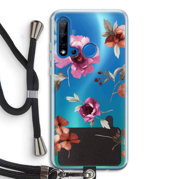 Geschilderde bloemen: Huawei P20 Lite (2019) Transparant Hoesje met koord