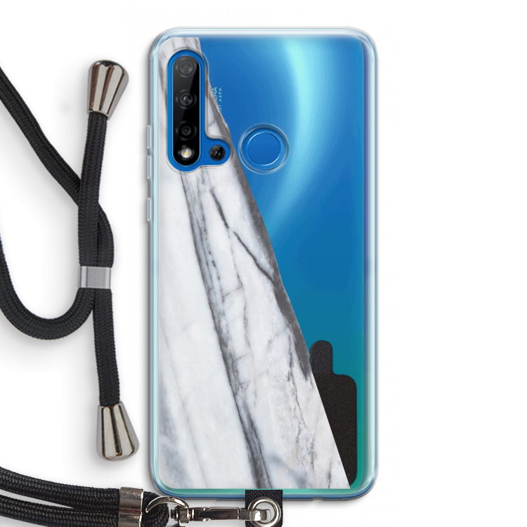 Gestreepte marmer: Huawei P20 Lite (2019) Transparant Hoesje met koord