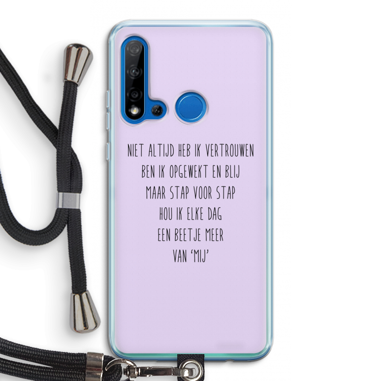 Zelfvertrouwen: Huawei P20 Lite (2019) Transparant Hoesje met koord