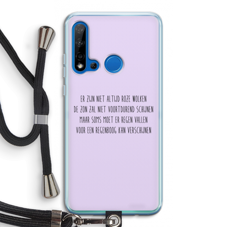 Regenboog: Huawei P20 Lite (2019) Transparant Hoesje met koord