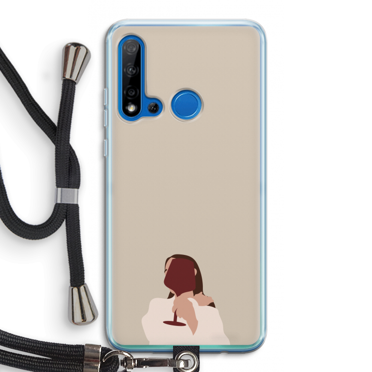 I drink wine: Huawei P20 Lite (2019) Transparant Hoesje met koord