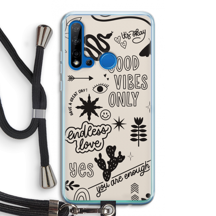 Good vibes: Huawei P20 Lite (2019) Transparant Hoesje met koord