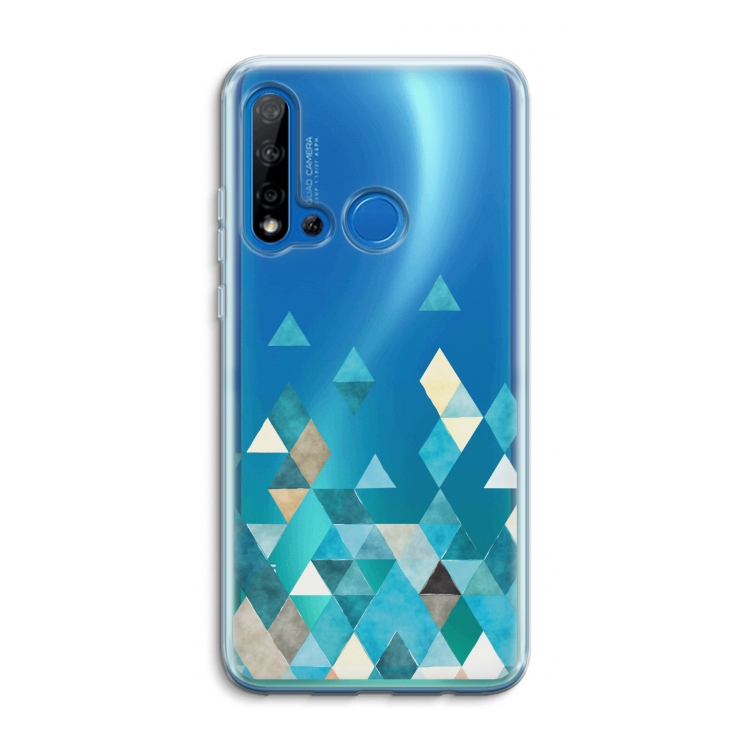 Gekleurde driehoekjes blauw: Huawei P20 Lite (2019) Transparant Hoesje