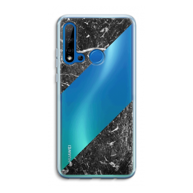Zwart marmer: Huawei P20 Lite (2019) Transparant Hoesje