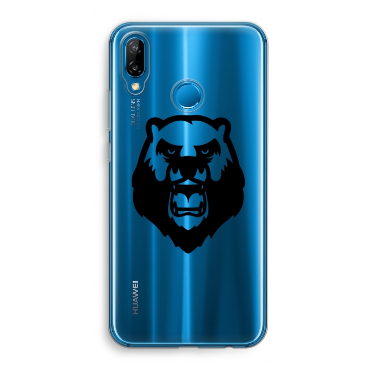 Angry Bear (black): Huawei P20 Lite Transparant Hoesje