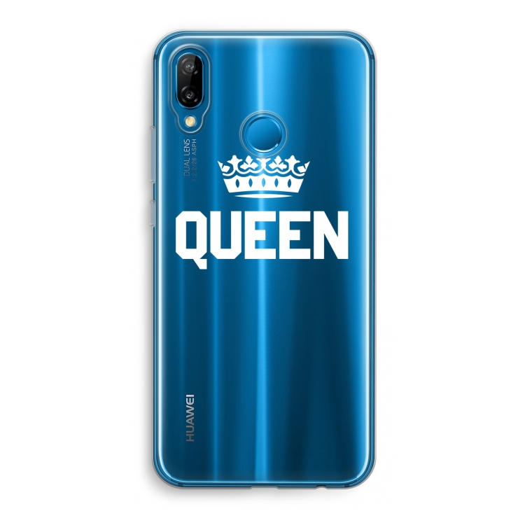 Queen zwart: Huawei P20 Lite Transparant Hoesje