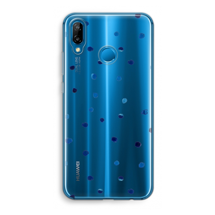 Blauwe stippen: Huawei P20 Lite Transparant Hoesje