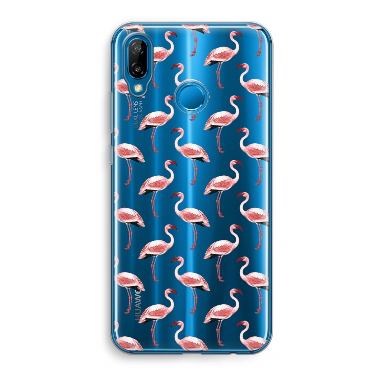 Flamingoprint groen: Huawei P20 Lite Transparant Hoesje