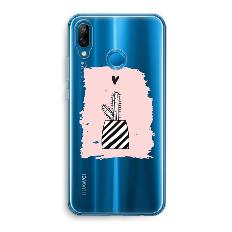 Zwart-wit cactus: Huawei P20 Lite Transparant Hoesje